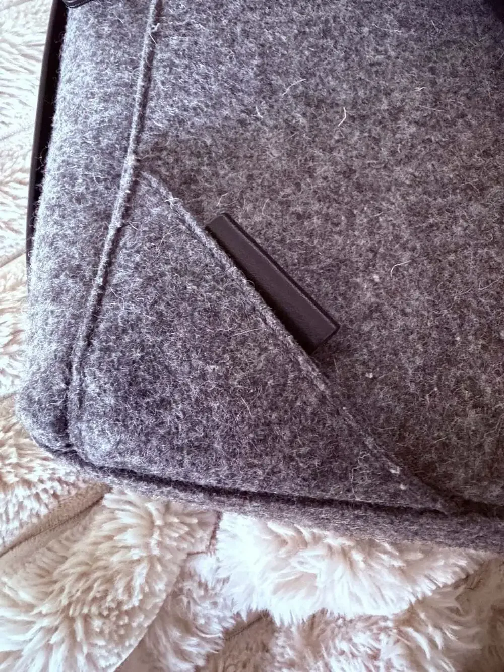 Skagen Kroyer Grey Felt and Leather Convertible Backpack Messenger Bag
